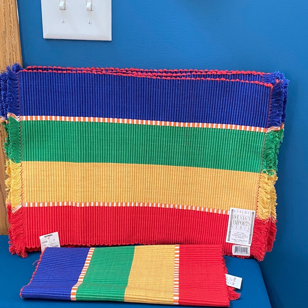 Vintage 90’s Set of 9 Colorful Striped Dining Placemats